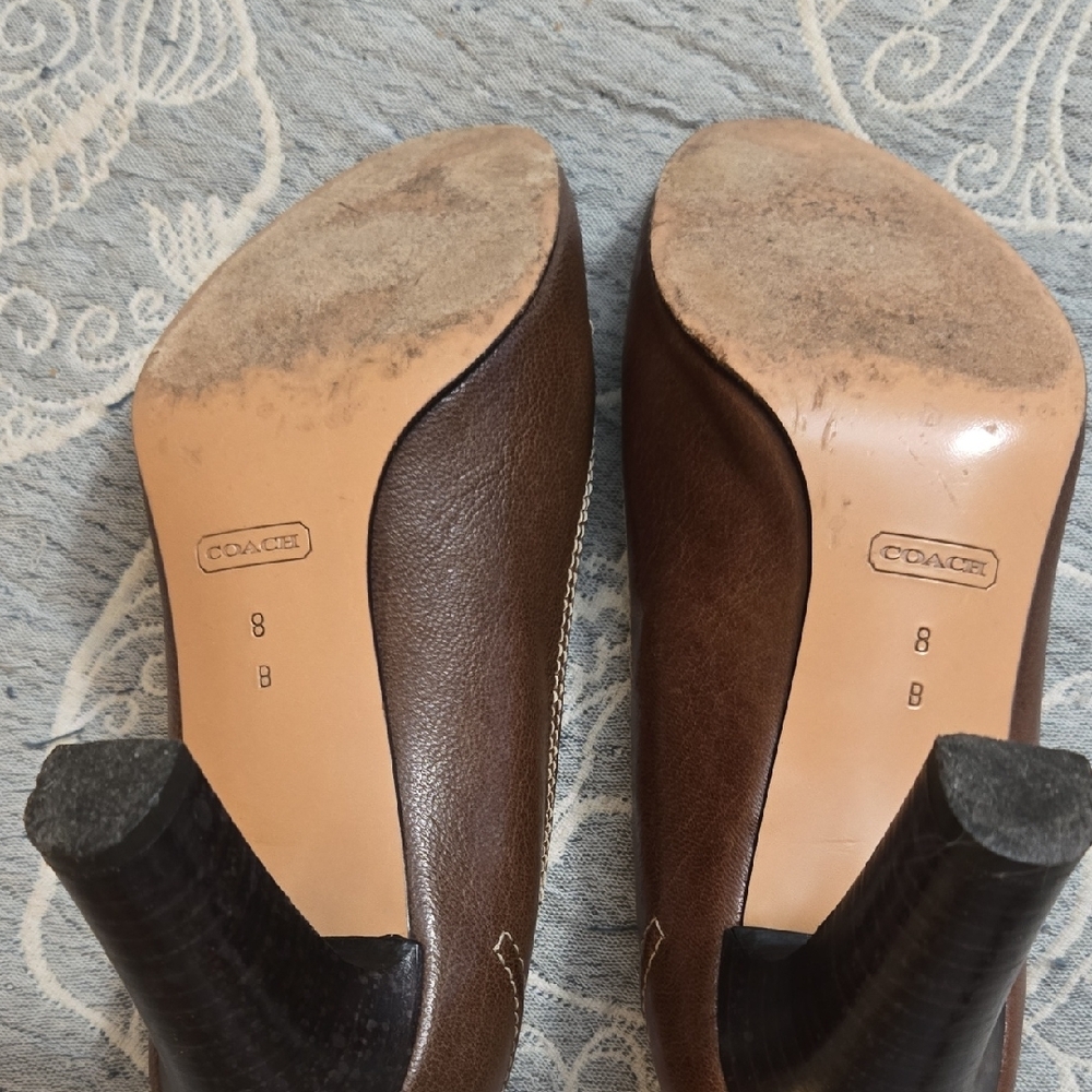 Coach Chocolate Brown Peep-Toe Heels - Picture 4 of 5
